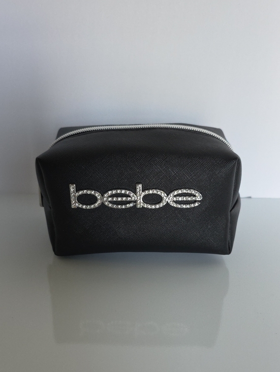 bebe Handbags - bebe Black Rhinestone Logo Cosmetic Pouch